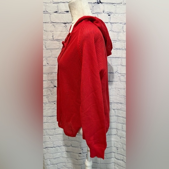 Michael Stars Open Knit Hooded Cotton/silk Blend Sweater Size Medium - Picture 4 of 9